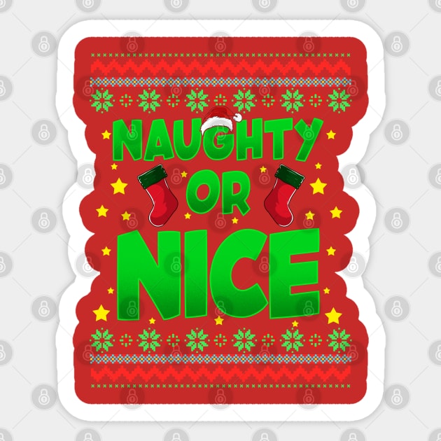 Naughty or Nice Christmas Sweater Style Funny Sticker by creative